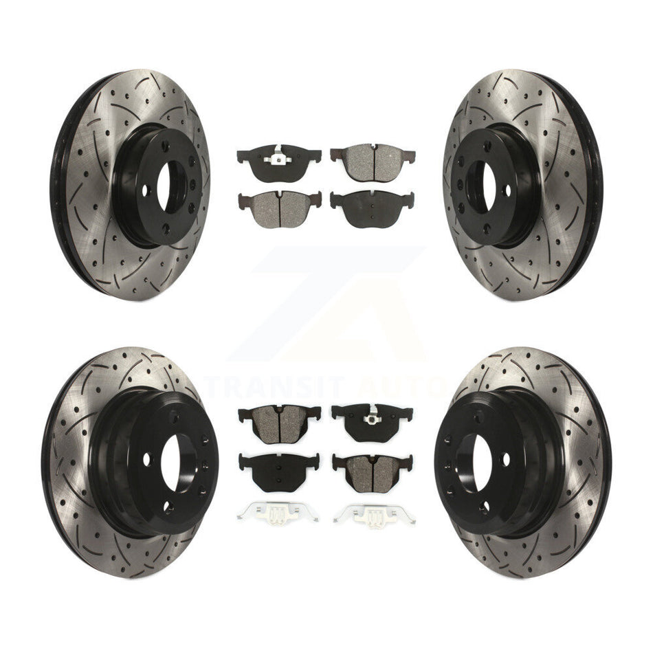 Front Rear Coated Drilled Slotted Disc Brake Rotors And Semi-Metallic Pads Kit For BMW X5 X6 KDS-100300