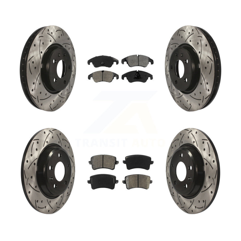 Front Rear Coated Drilled Slotted Disc Brake Rotors And Semi-Metallic Pads Kit For Audi A4 Q5 A5 Quattro allroad KDS-100340