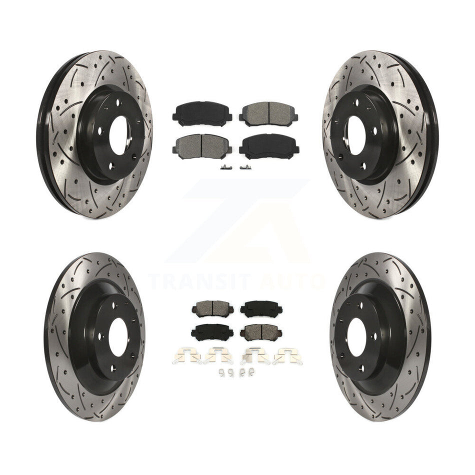 Front Rear Coated Drilled Slotted Disc Brake Rotors And Semi-Metallic Pads Kit For Mazda CX-5 KDS-100346