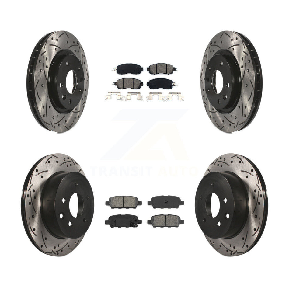 Front Rear Coated Drilled Slotted Disc Brake Rotors And Semi-Metallic Pads Kit For Nissan LEAF KDS-100367