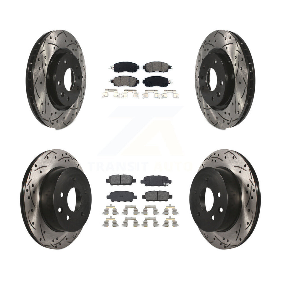 Front Rear Coated Drilled Slotted Disc Brake Rotors And Semi-Metallic Pads Kit For Nissan LEAF KDS-100367