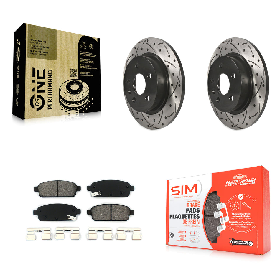 Rear Coated Drilled Slotted Disc Brake Rotors And Semi-Metallic Pads Kit For Chevrolet Cruze Sonic Buick Encore Trax Limited KDS-100387