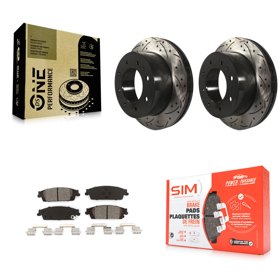 Rear Coated Drilled Slotted Disc Brake Rotors And Semi-Metallic Pads Kit For Chevrolet Suburban KDS-100391