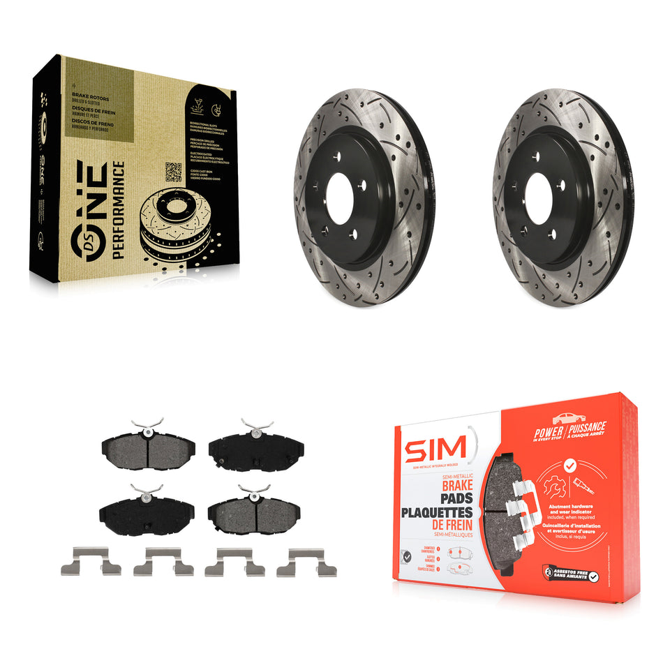 Rear Coated Drilled Slotted Disc Brake Rotors And Semi-Metallic Pads Kit For Ford Mustang KDS-100396