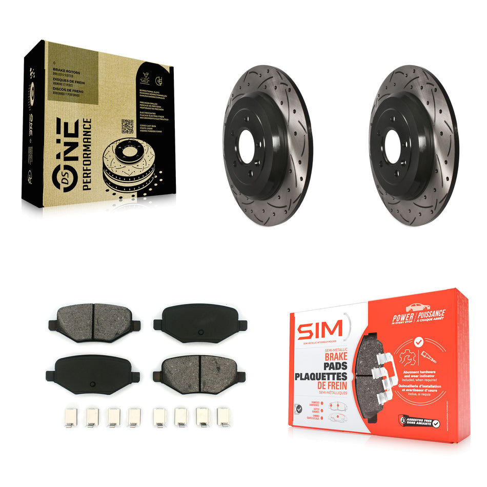 Rear Coated Drilled Slotted Disc Brake Rotors And Semi-Metallic Pads Kit For Ford Explorer Edge Taurus Flex Lincoln MKX MKS MKT KDS-100405
