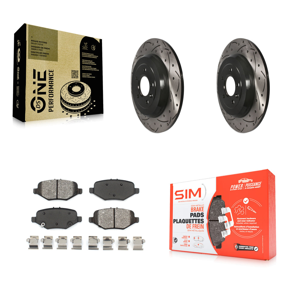 Rear Drill Slot Brake Rotors Semi-Metallic Pad Kit For 15 Ford Explorer Limited/Sport/XLT KDS-100406