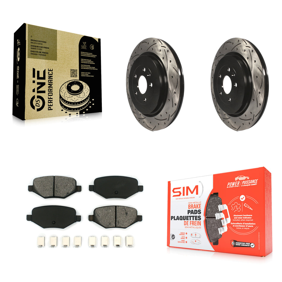Rear Coated Drilled Slotted Disc Brake Rotors And Semi-Metallic Pads Kit For Ford Explorer Police Interceptor Utility Lincoln MKS Flex Taurus MKT KDS-100410