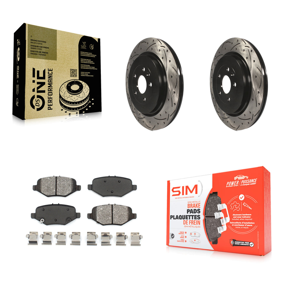 Rear Coated Drilled Slotted Disc Brake Rotors And Semi-Metallic Pads Kit For Ford Explorer Taurus Flex Police Interceptor Sedan Lincoln MKT MKS Special Service KDS-100411