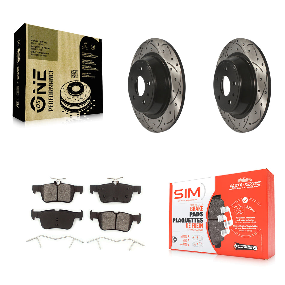 Rear Coated Drilled Slotted Disc Brake Rotors And Semi-Metallic Pads Kit For Ford Fusion Lincoln MKZ KDS-100413