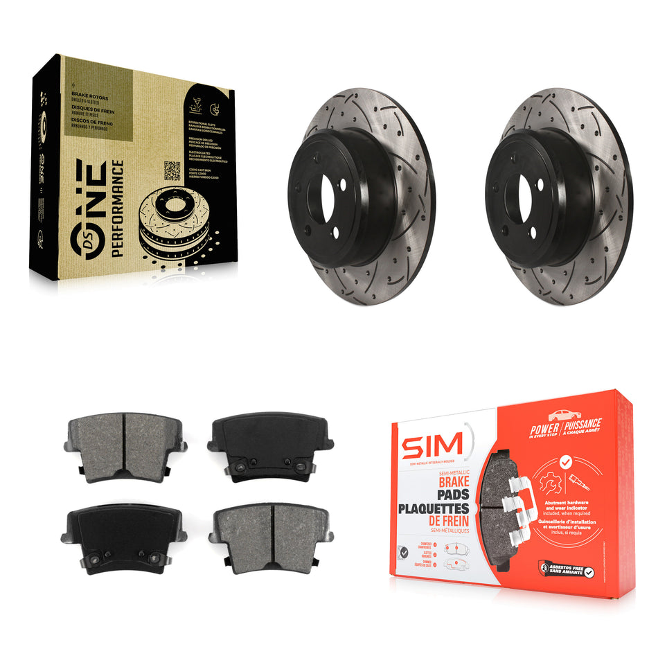 Rear Coated Drilled Slotted Disc Brake Rotors And Semi-Metallic Pads Kit For Dodge Charger Chrysler 300 Challenger Magnum Avenger KDS-100418