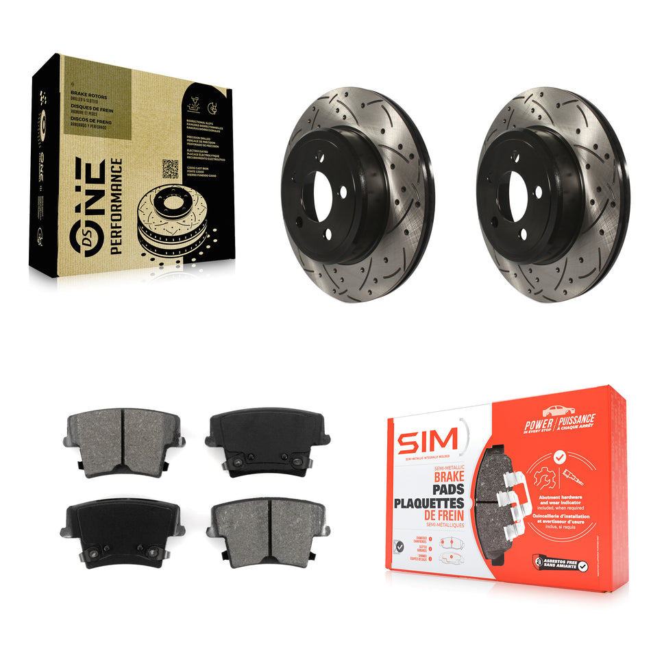 Rear Coated Drilled Slotted Disc Brake Rotors And Semi-Metallic Pads Kit For Dodge Charger Chrysler 300 Challenger Magnum KDS-100419