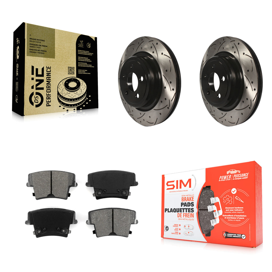 Rear Coated Drilled Slotted Disc Brake Rotors And Semi-Metallic Pads Kit For Dodge Charger Magnum KDS-100420