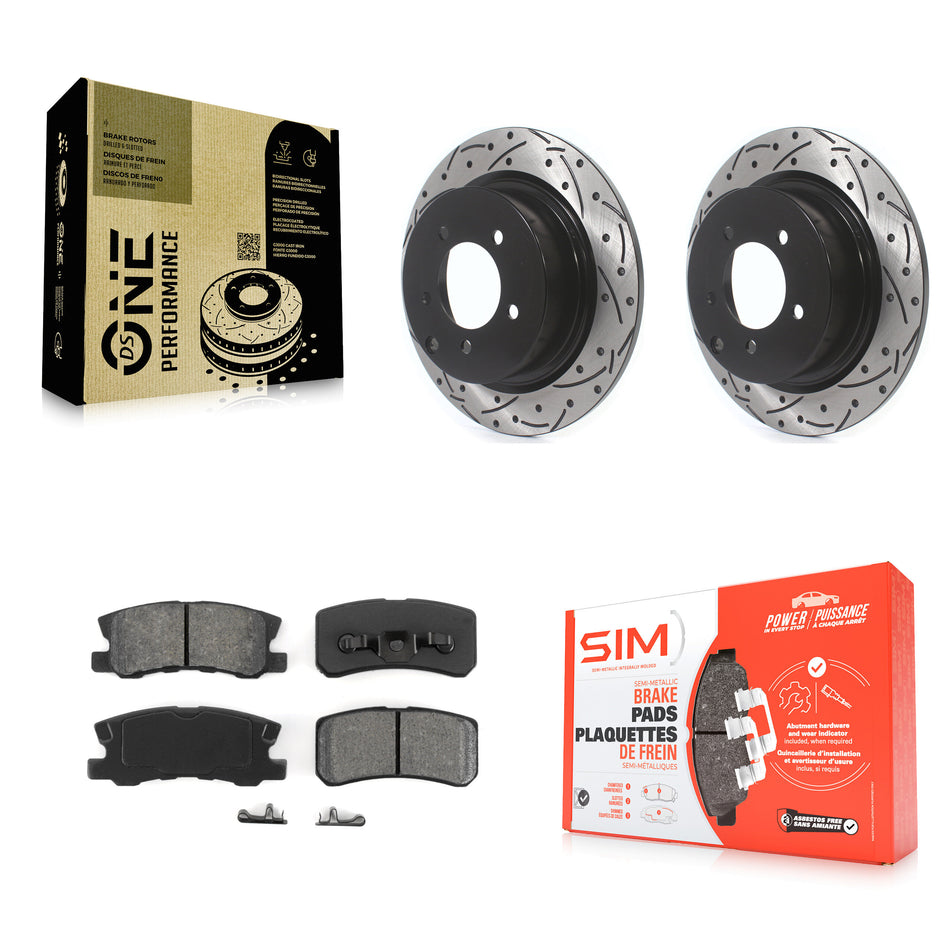 Rear Coated Drilled Slotted Disc Brake Rotor & Semi-Metallic Pad Kit For Jeep Patriot Dodge Chrysler Compass Avenger 200 Mitsubishi Sebring Lancer Caliber Outlander Sport RVR KDS-100424