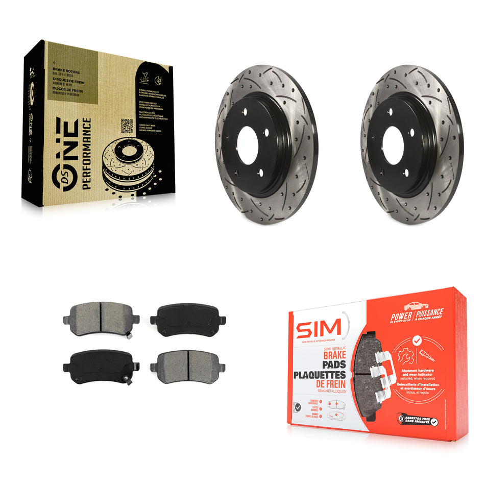 Rear Coated Drilled Slotted Disc Brake Rotors And Semi-Metallic Pads Kit For Dodge Grand Caravan Chrysler Town & Country Journey Volkswagen Routan Ram C/V KDS-100425