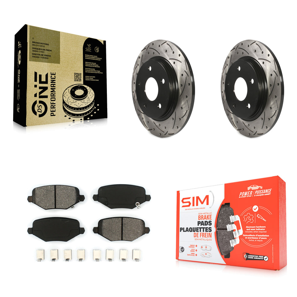 Rear Coated Drilled Slotted Disc Brake Rotors And Semi-Metallic Pads Kit For Dodge Grand Caravan Chrysler Town & Country Journey Ram C/V Volkswagen Routan KDS-100427