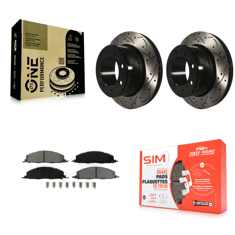 Rear Coated Drilled Slotted Disc Brake Rotors And Semi-Metallic Pads Kit For Ram 2500 3500 1500 Dodge KDS-100428