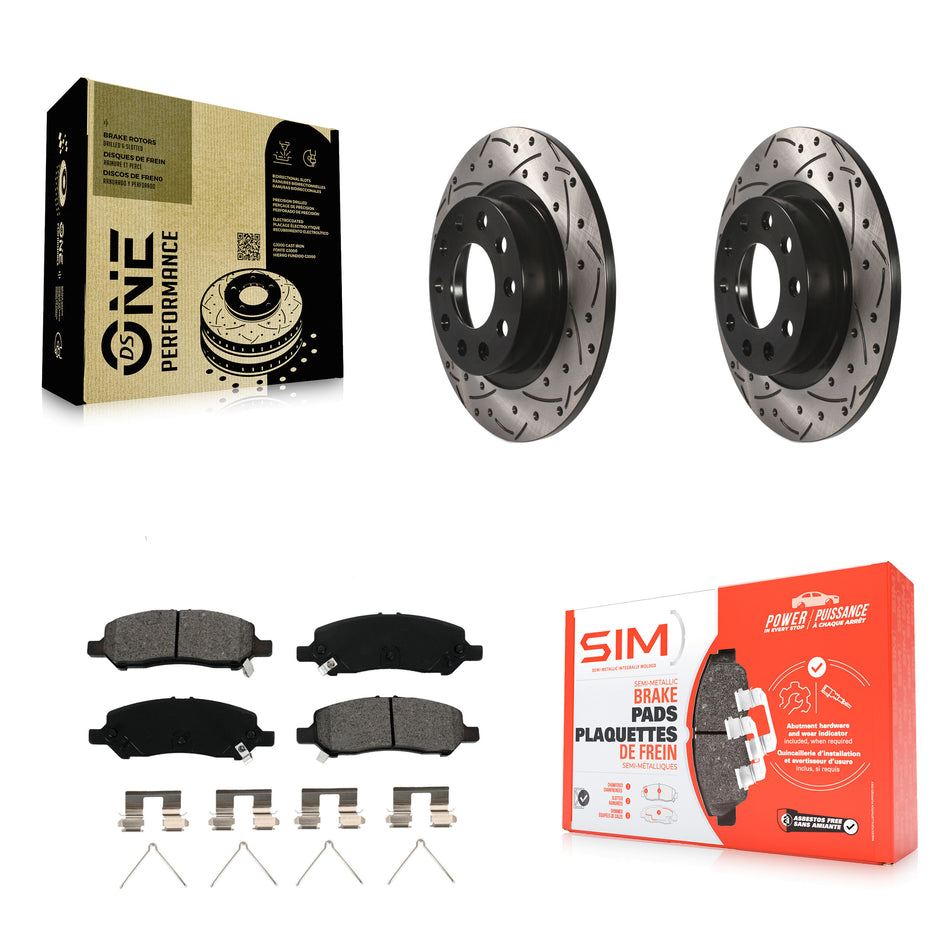 Rear Coated Drilled Slotted Disc Brake Rotors And Semi-Metallic Pads Kit For 2013-2016 Dodge Dart KDS-100432