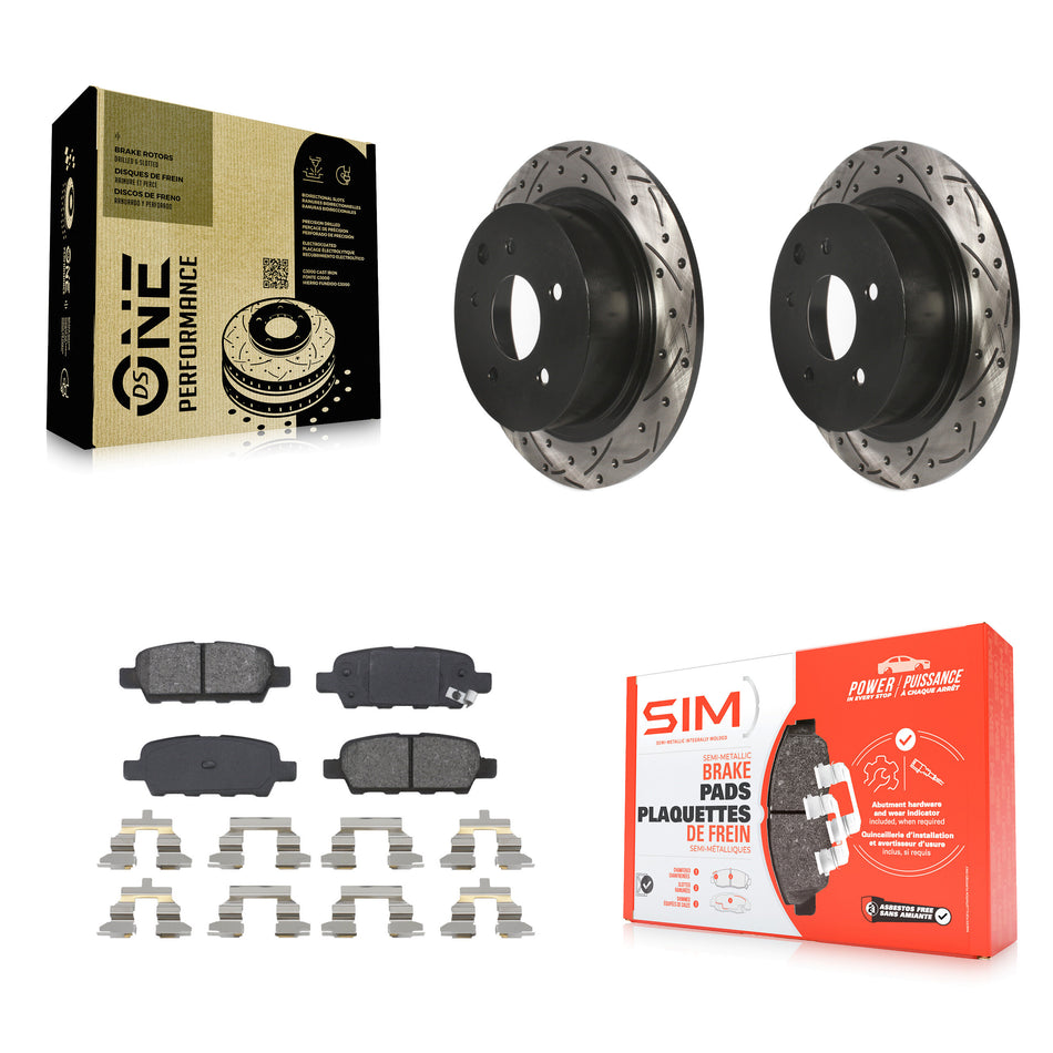 Rear Coated Drilled Slotted Disc Brake Rotors And Semi-Metallic Pads Kit For Nissan Altima Sentra Maxima Juke KDS-100433