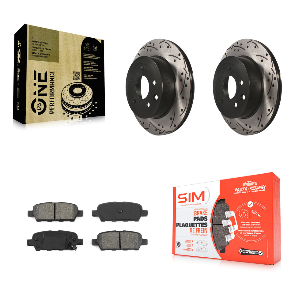 Rear Coated Drilled Slotted Disc Brake Rotors And Semi-Metallic Pads Kit For Nissan Rogue Sport INFINITI G35 Select LEAF Juke 350Z Qashqai X-Trail KDS-100434
