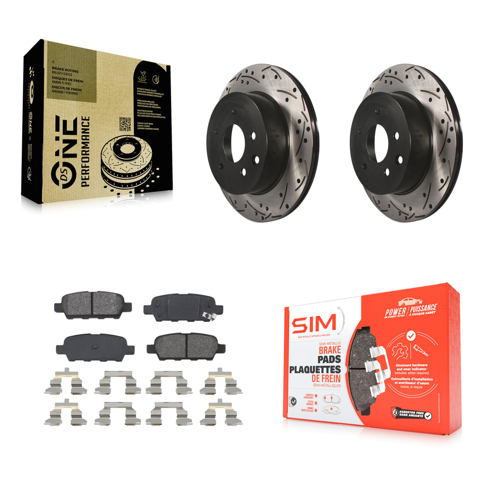 Rear Coated Drilled Slotted Disc Brake Rotors And Semi-Metallic Pads Kit For Nissan Rogue Sport INFINITI G35 Select LEAF Juke 350Z Qashqai X-Trail KDS-100434