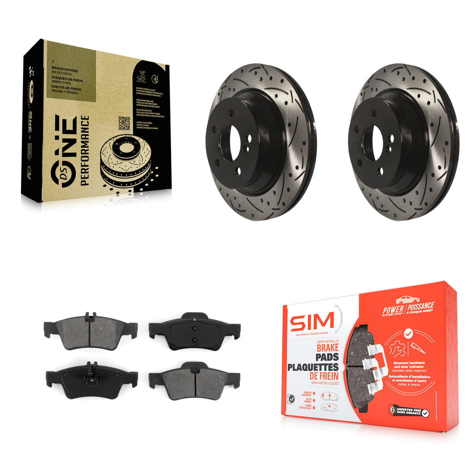 Rear Coated Drilled Slotted Disc Brake Rotors And Semi-Metallic Pads Kit For Mercedes-Benz E350 E320 E500 CLS550 E400 CLS500 CLS400 E550 E63 AMG KDS-100438