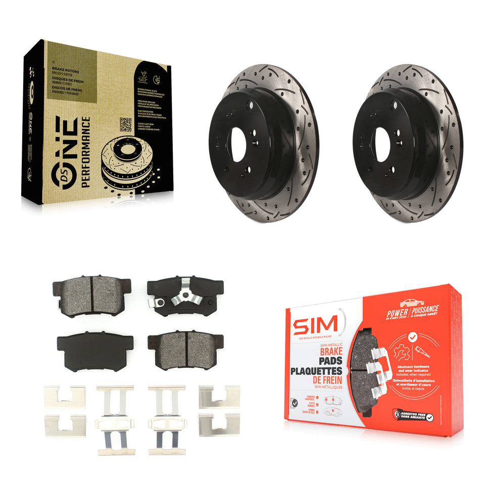 Rear Coated Drilled Slotted Disc Brake Rotors And Semi-Metallic Pads Kit For Honda CR-V Acura RDX KDS-100439