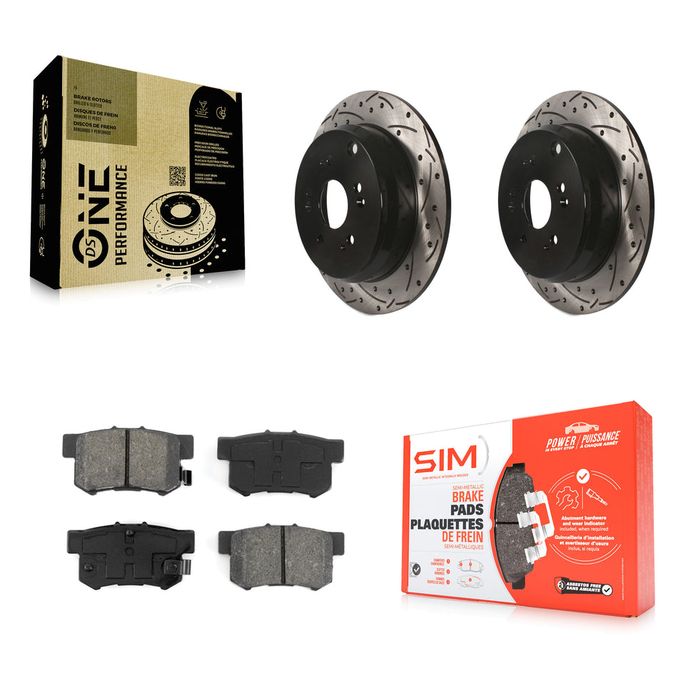 Rear Coated Drilled Slotted Disc Brake Rotors And Semi-Metallic Pads Kit For Acura RDX KDS-100440
