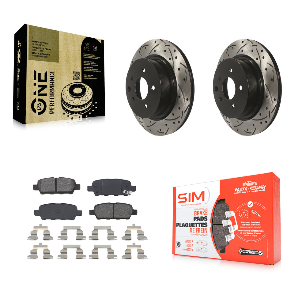 Rear Coated Drilled Slotted Disc Brake Rotors And Semi-Metallic Pads Kit For Nissan INFINITI Maxima G37 G35 M35 370Z 350Z QX50 EX35 G25 M45 Q40 EX37 Z KDS-100441