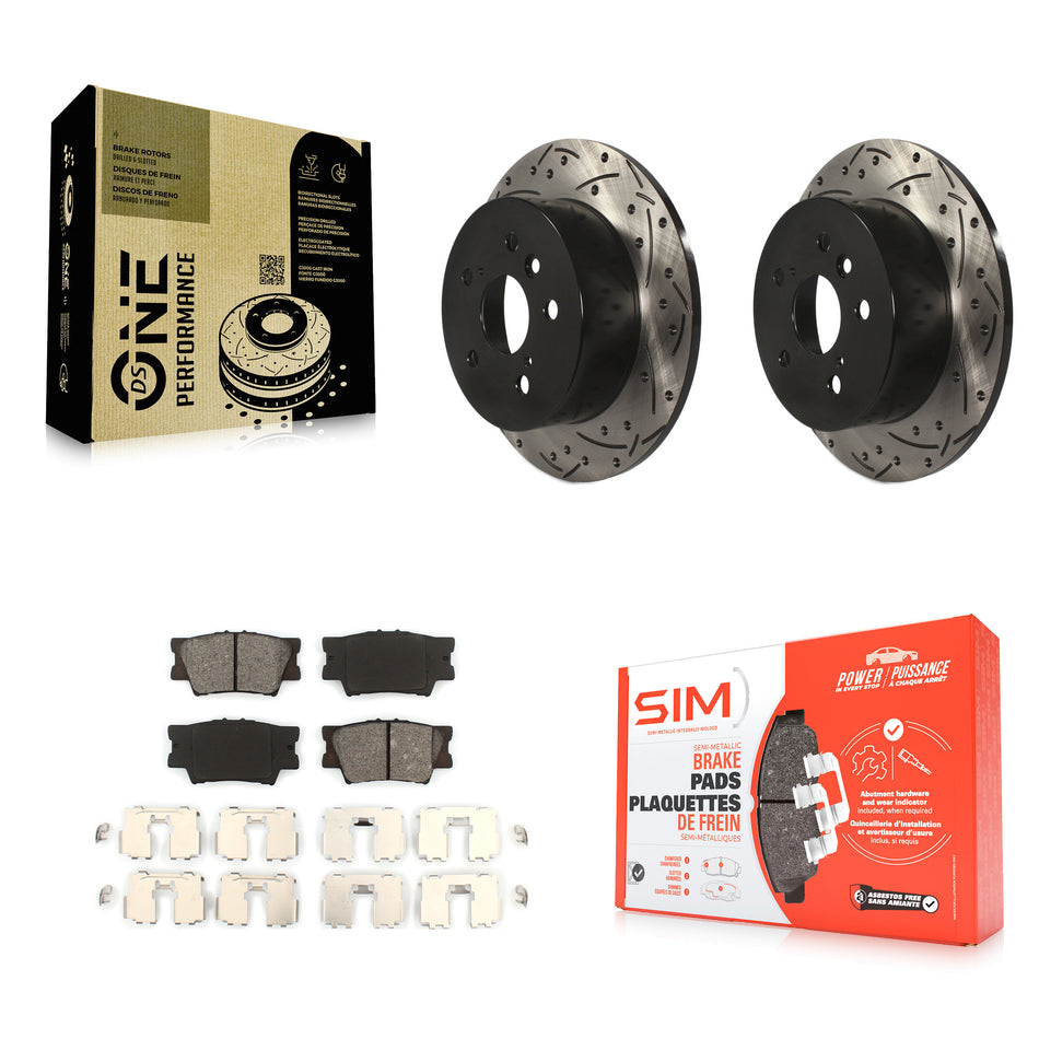 Rear Coated Drilled Slotted Disc Brake Rotors And Semi-Metallic Pads Kit For Toyota Camry Lexus ES350 Avalon KDS-100445