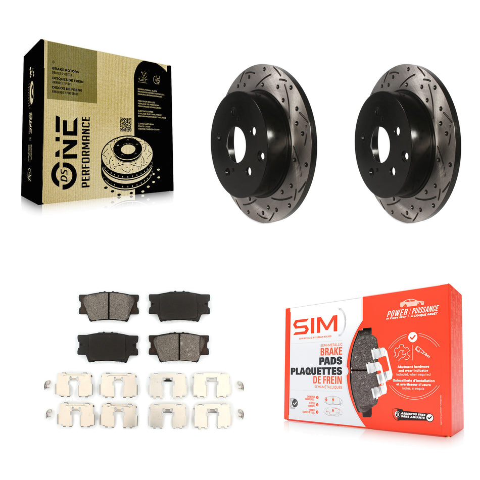 Rear Coated Drilled Slotted Disc Brake Rotors And Semi-Metallic Pads Kit For Toyota RAV4 Lexus HS250h KDS-100446