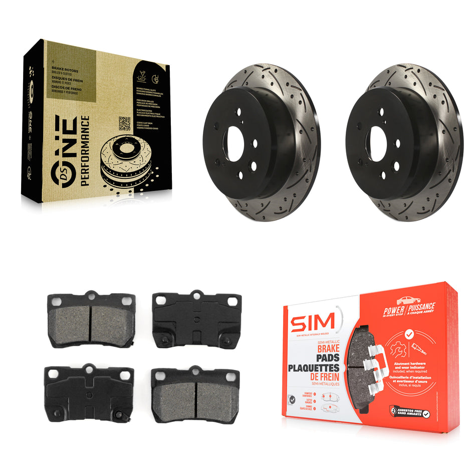 Rear Coated Drilled Slotted Disc Brake Rotors And Semi-Metallic Pads Kit For Lexus IS250 KDS-100447