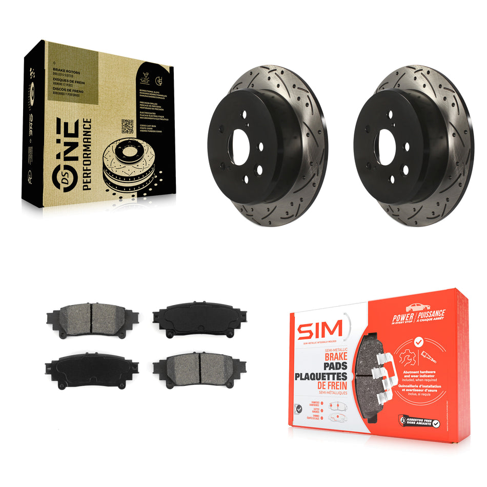 Rear Coated Drilled Slotted Disc Brake Rotors And Semi-Metallic Pads Kit For Lexus IS250 KDS-100448