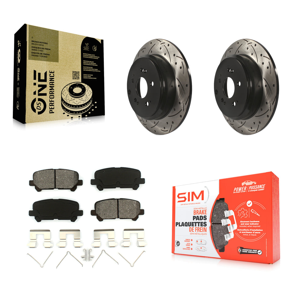 Rear Coated Drilled Slotted Disc Brake Rotors And Semi-Metallic Pads Kit For Honda Odyssey Pilot Acura MDX ZDX KDS-100449