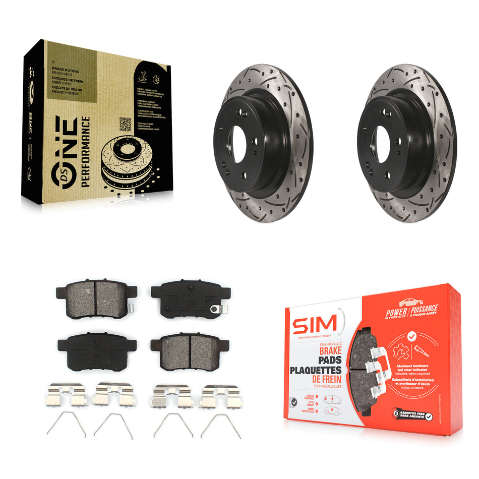 Rear Coated Drilled Slotted Disc Brake Rotors And Semi-Metallic Pads Kit For Honda Accord Acura TSX KDS-100450