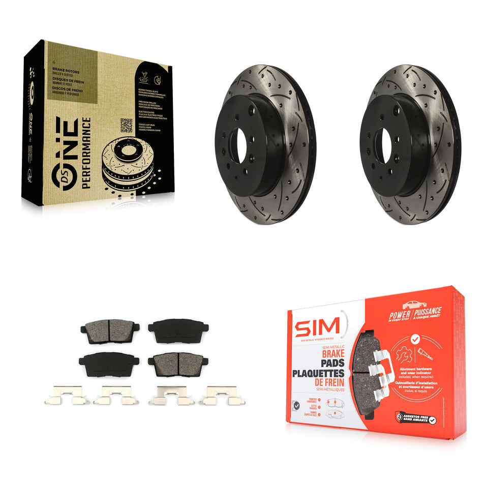 Rear Coated Drilled Slotted Disc Brake Rotors And Semi-Metallic Pads Kit For 2007-2015 Mazda CX-9 KDS-100452