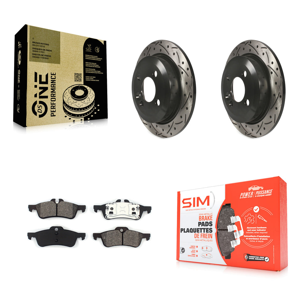 Rear Coated Drilled Slotted Disc Brake Rotors And Semi-Metallic Pads Kit For Mini Cooper KDS-100458