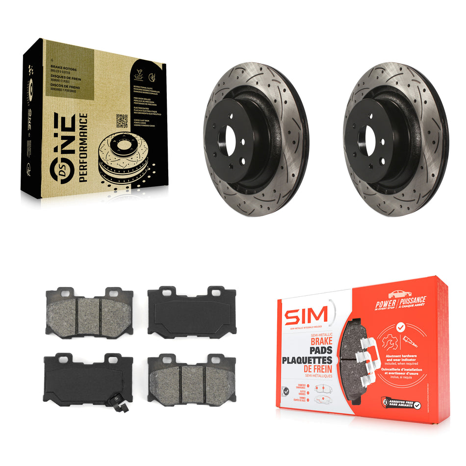 Rear Coated Drilled Slotted Disc Brake Rotors And Semi-Metallic Pads Kit For INFINITI G37 Nissan 370Z Q60 Z KDS-100461