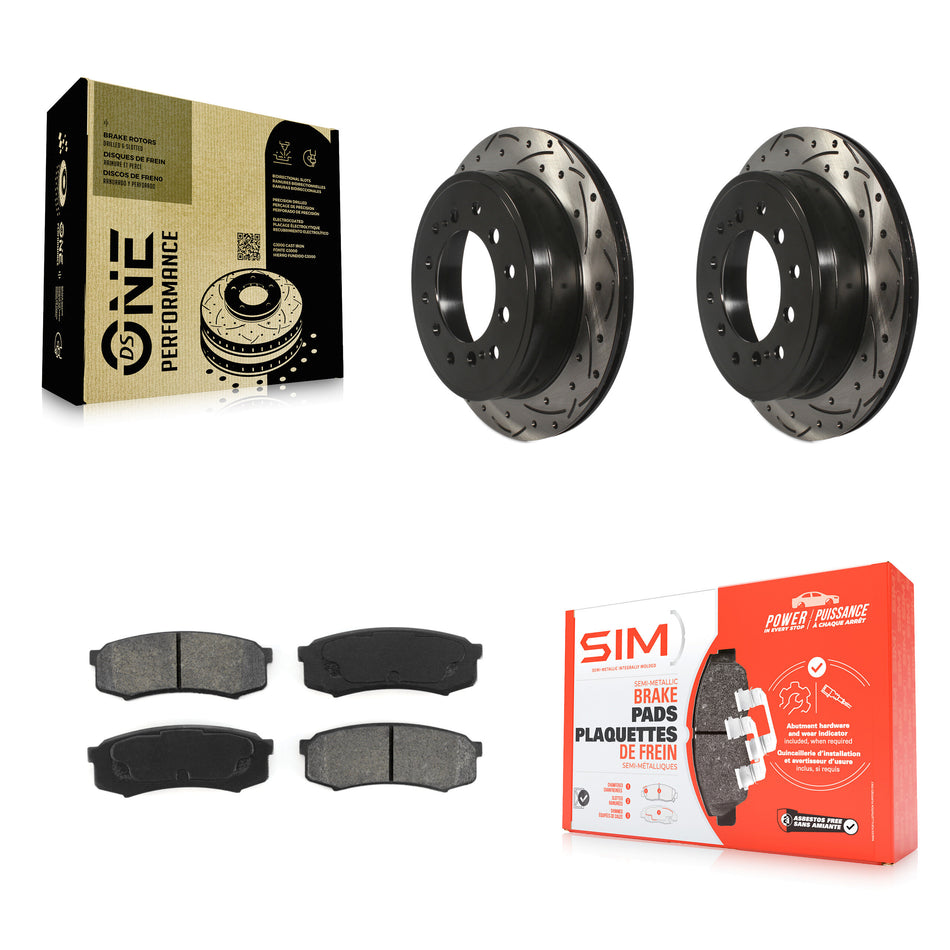Rear Coated Drilled Slotted Disc Brake Rotors And Semi-Metallic Pads Kit For Toyota 4Runner Lexus GX460 FJ Cruiser KDS-100469