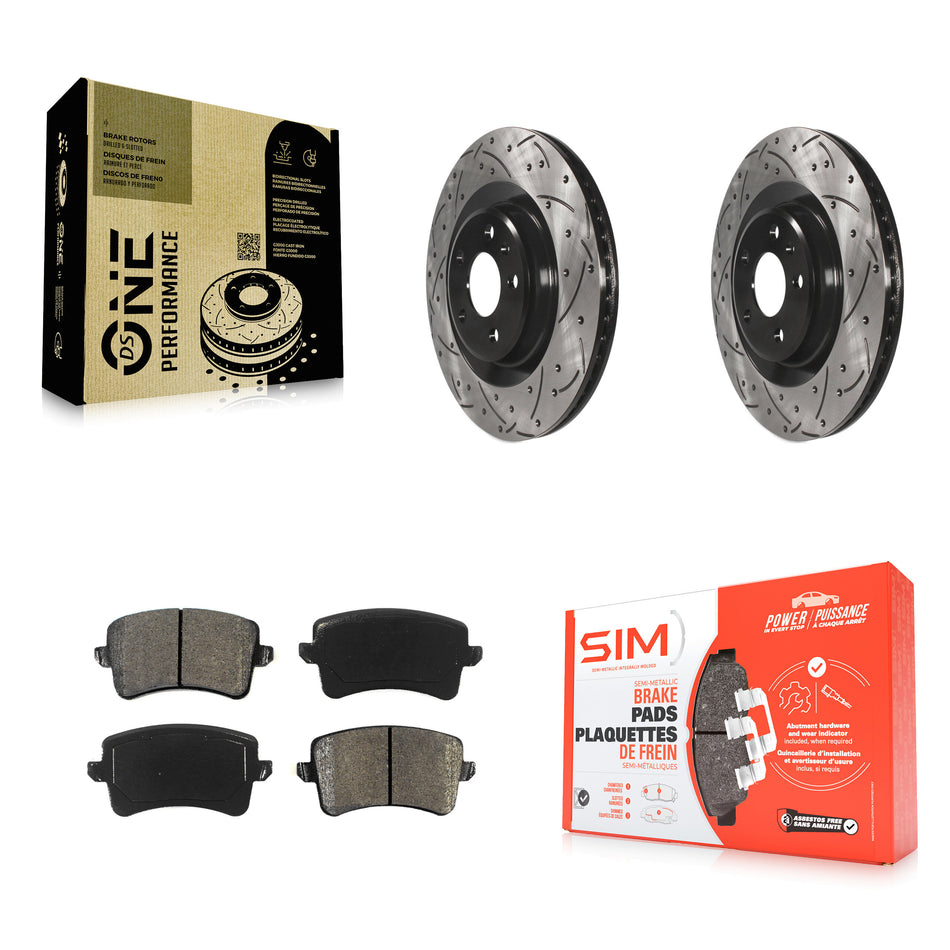 Rear Coated Drilled Slotted Disc Brake Rotors And Semi-Metallic Pads Kit For Audi Q5 A5 SQ5 Quattro S5 A4 KDS-100479