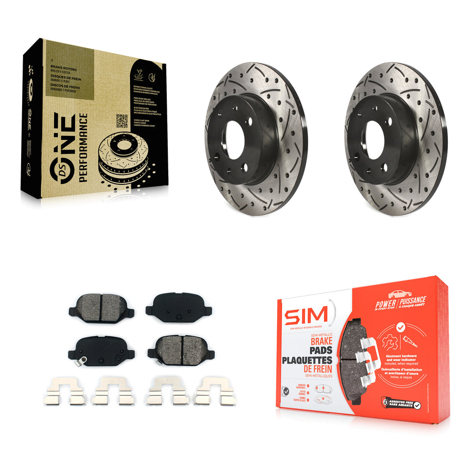 Rear Coated Drilled Slotted Disc Brake Rotors And Semi-Metallic Pads Kit For Fiat 500 KDS-100480