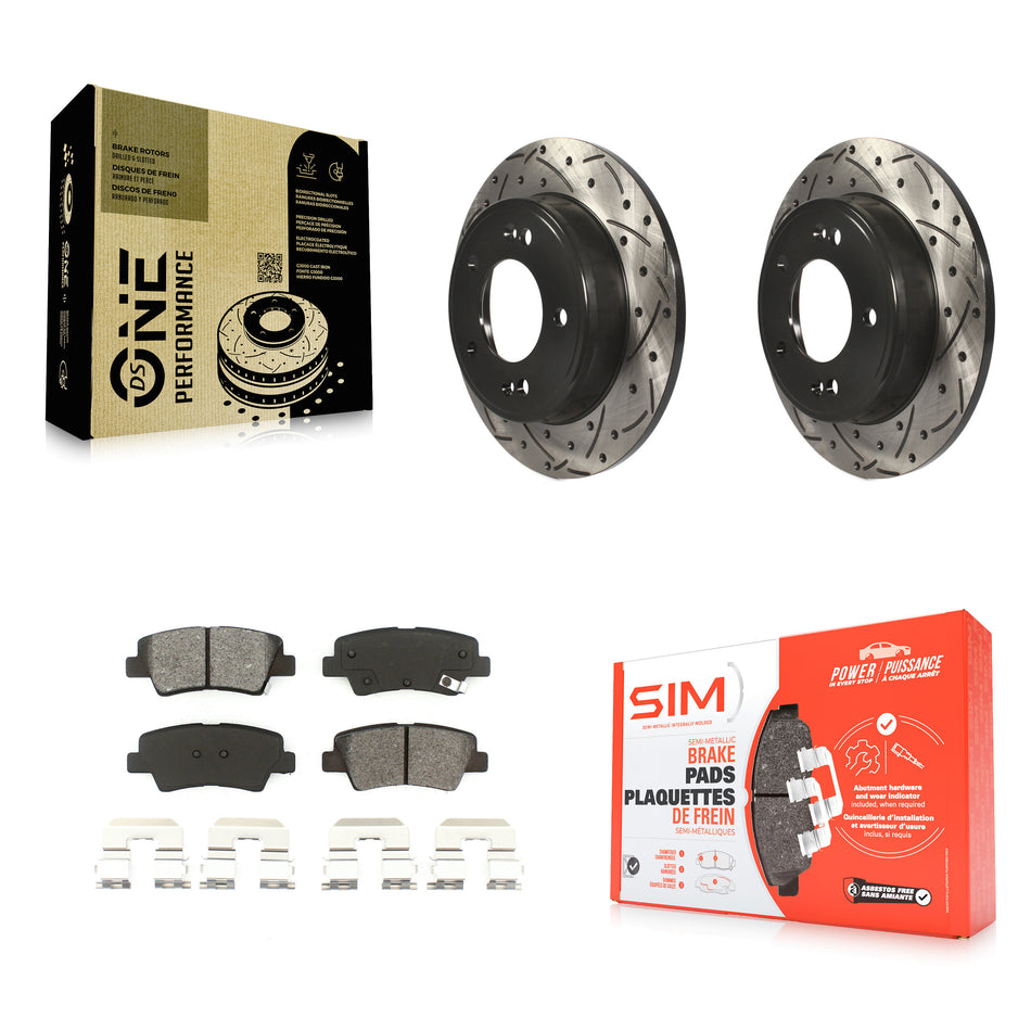 Rear Coated Drilled Slotted Disc Brake Rotors And Semi-Metallic Pads Kit For Hyundai Elantra Kia Soul Forte Veloster GT Forte5 Coupe Koup KDS-100483