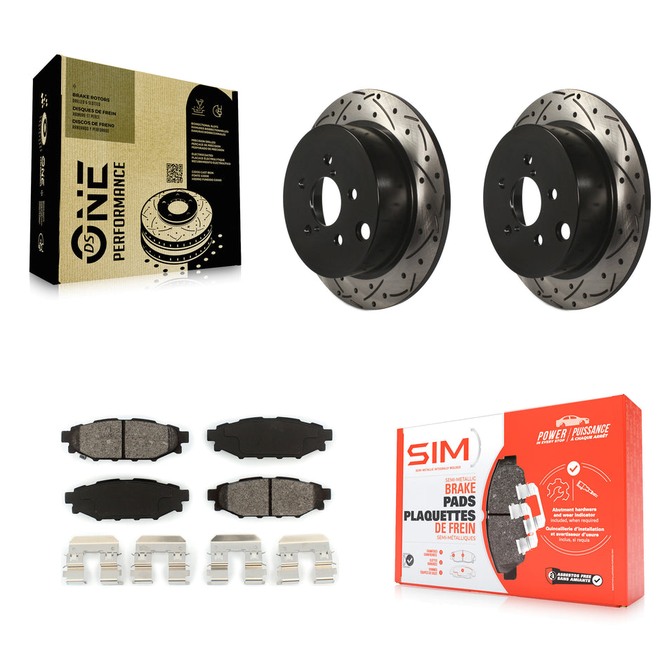 Rear Coated Drilled Slotted Disc Brake Rotors And Semi-Metallic Pads Kit For Subaru Forester Impreza Crosstrek XV KDS-100484
