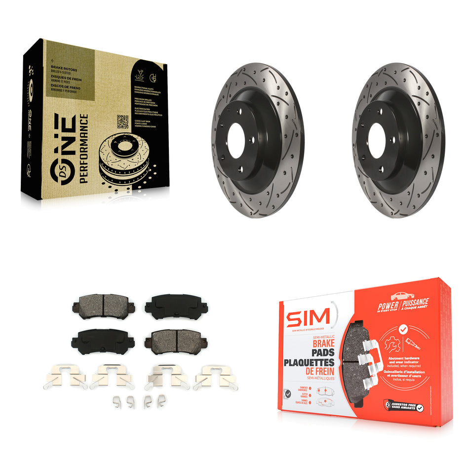 Rear Coated Drilled Slotted Disc Brake Rotors And Semi-Metallic Pads Kit For Mazda CX-5 KDS-100486