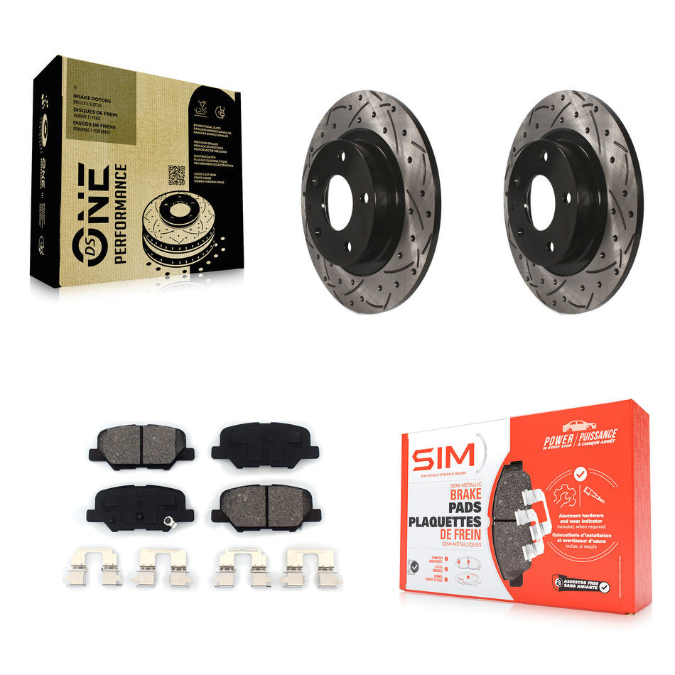 Rear Coated Drilled Slotted Disc Brake Rotors And Semi-Metallic Pads Kit For 2014-2015 Mazda 6 KDS-100487
