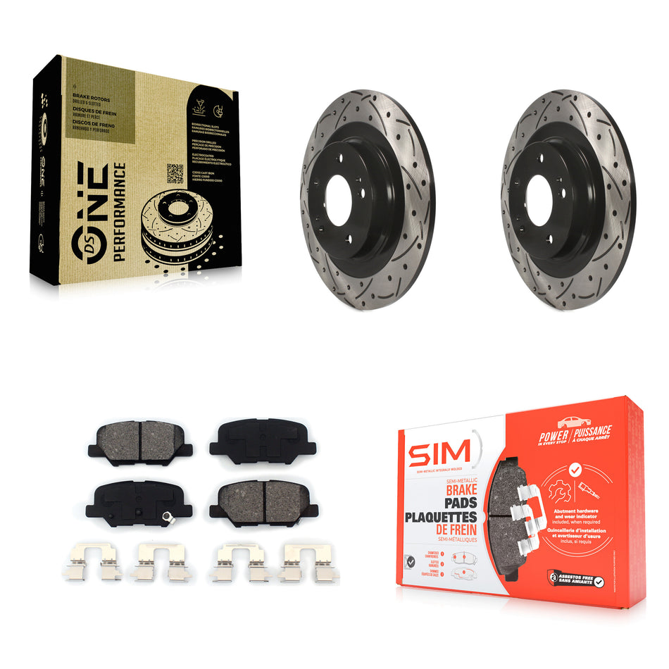 Rear Coated Drilled Slotted Disc Brake Rotors And Semi-Metallic Pads Kit For Mitsubishi Outlander Sport PHEV RVR KDS-100488