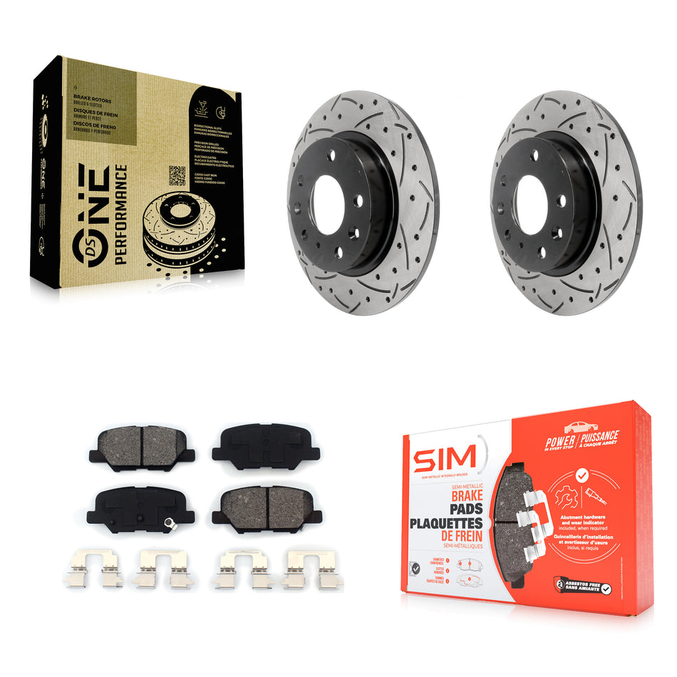 Rear Coated Drilled Slotted Disc Brake Rotors And Semi-Metallic Pads Kit For Mazda 3 Sport KDS-100493