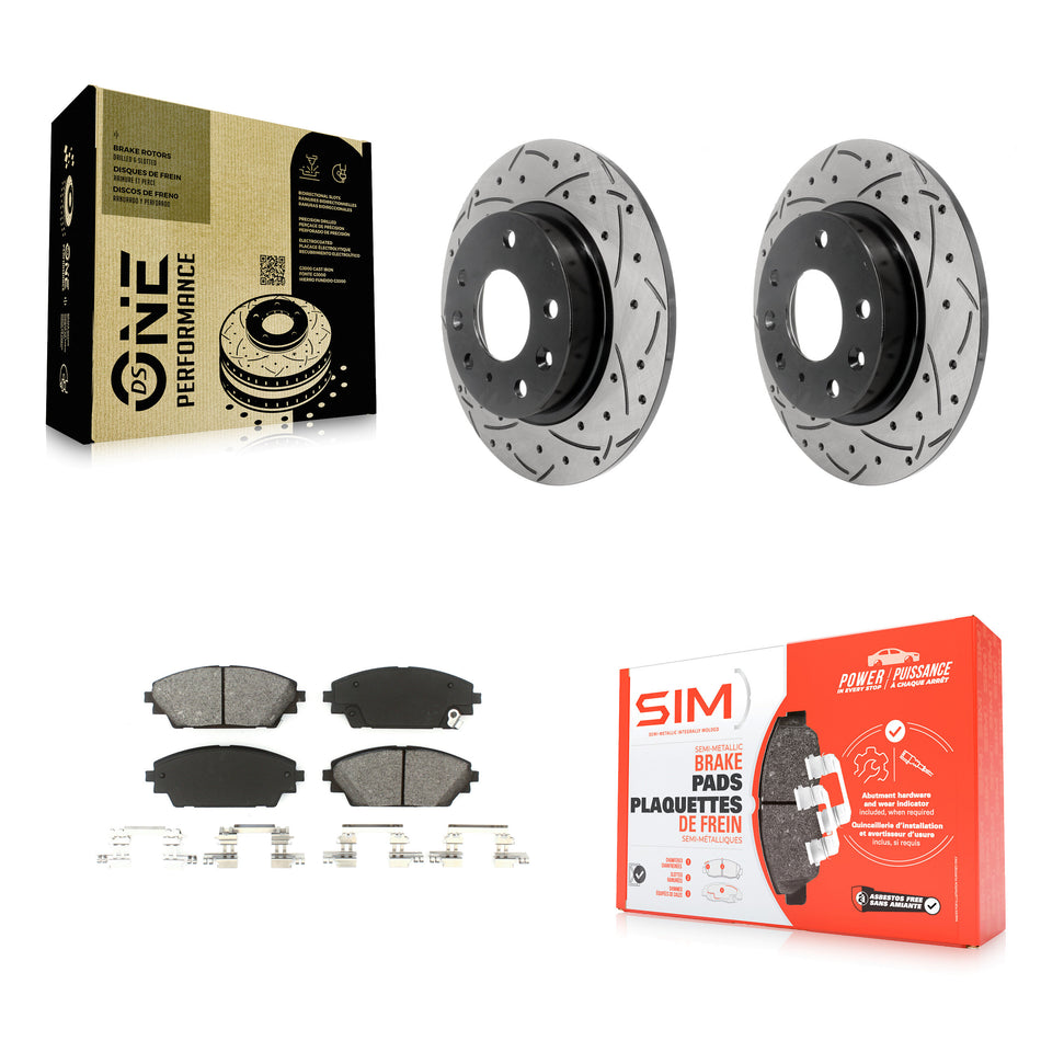 Rear Coated Drilled Slotted Disc Brake Rotors And Semi-Metallic Pads Kit For Mazda 3 Sport KDS-100494
