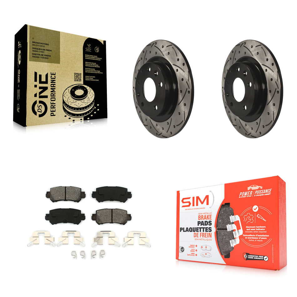 Rear Coated Drilled Slotted Disc Brake Rotors And Semi-Metallic Pads Kit For 2016-2018 Mazda CX-3 KDS-100495