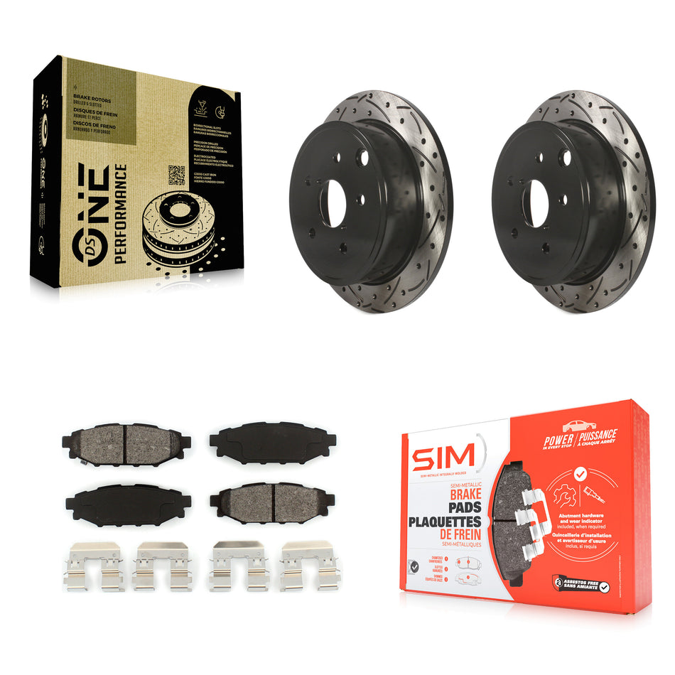 Rear Coated Drilled Slotted Disc Brake Rotors And Semi-Metallic Pads Kit For Subaru WRX KDS-100496