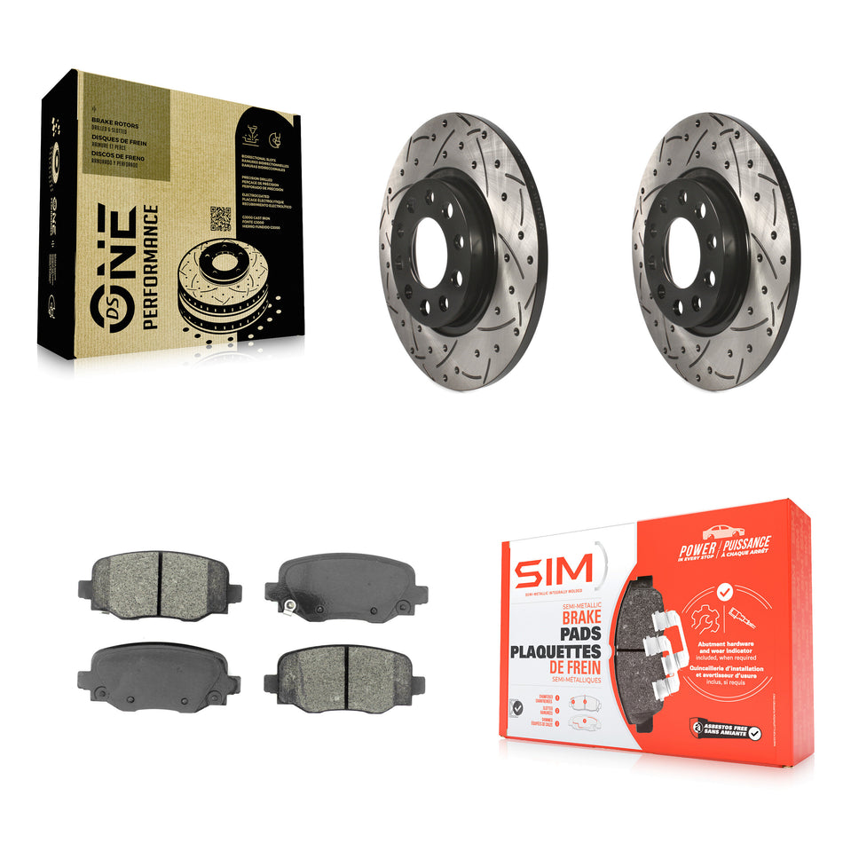 Rear Coated Drilled Slotted Disc Brake Rotors And Semi-Metallic Pads Kit For Jeep Cherokee Chrysler 200 KDS-100503